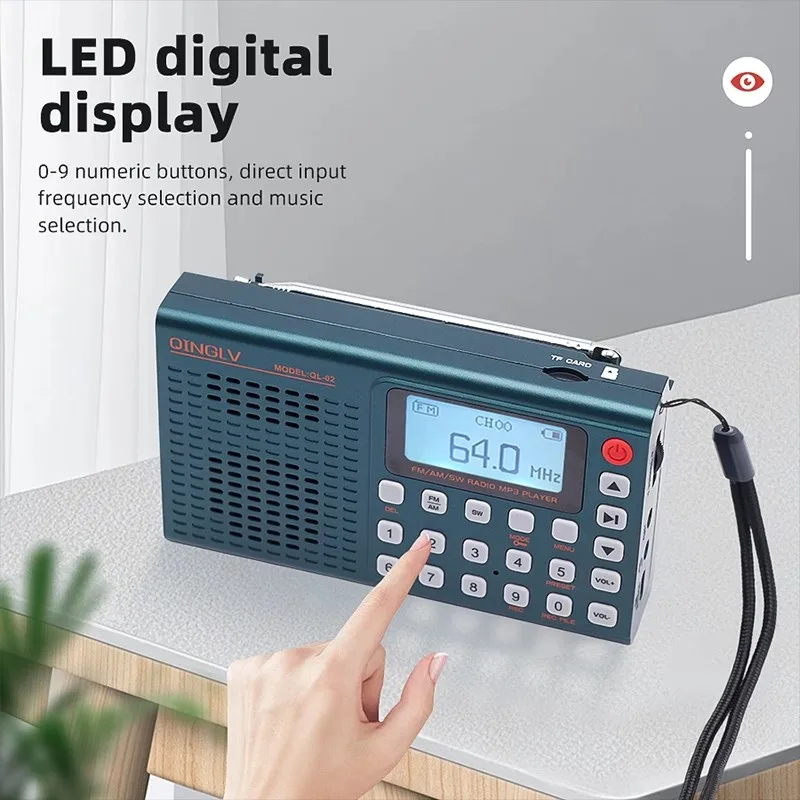 راديو محمول رقمي جديد ستيريو FM/AM/SW راديو FM بلوتوث متوافق مع راديو متعدد الوظائف يدعم مشغل بطاقات TF #4