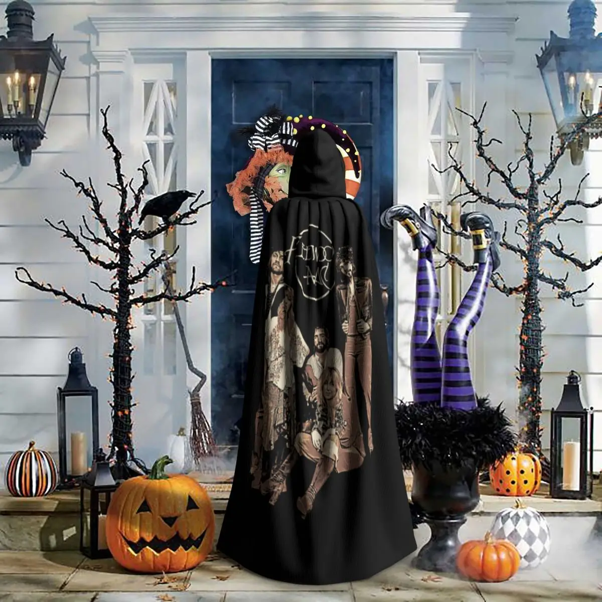 خمر فليتوود ماك طويل مقنعين عباءة الساحرة القرون الوسطى زي تأثيري كيب هالوين معطف الكبار للجنسين #6