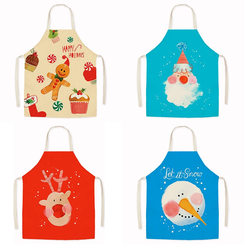 

Sleeveless Waist Apron for Adults and Children, Merry Christmas Pattern, Linen, Hand Wipe, Home, Festival Decor, Kitchen,