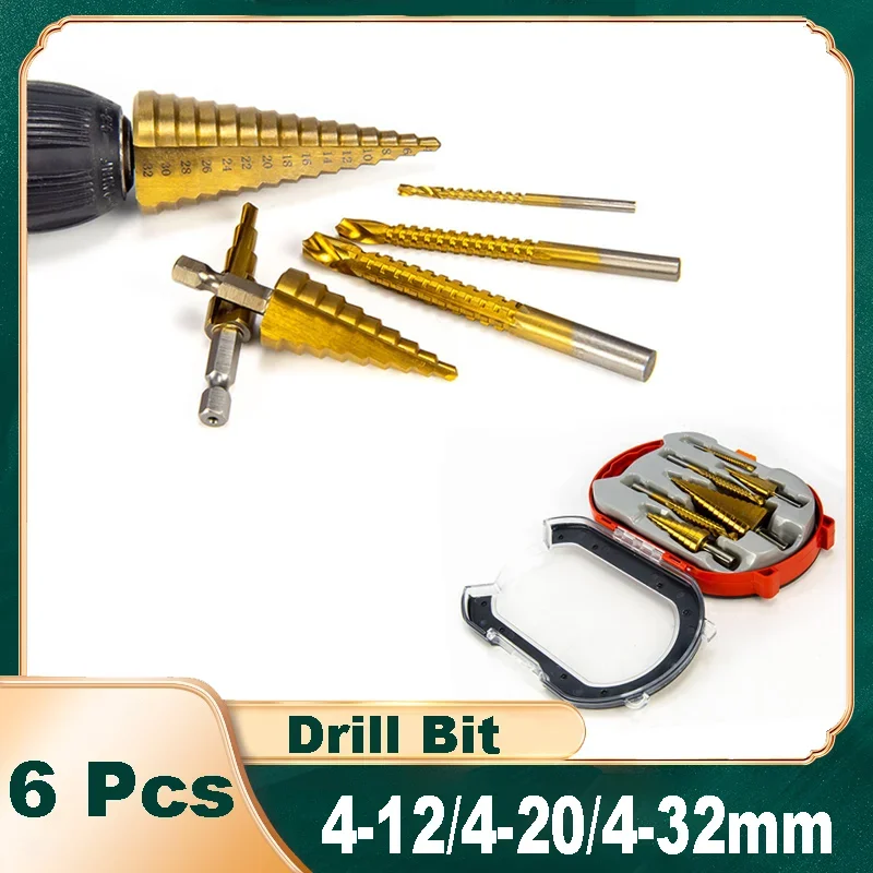 

HSS Steel Titanium Step Drill Bit 4-12mm 4-20mm 4-32mm Conical Metal Drill Bit Perforator Hole Cutter Drill Bit Power Tools