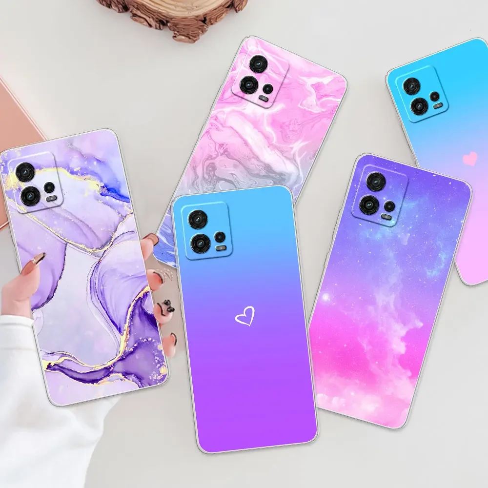 For MOTO G72 Case Moto G72 Marble Candy Transparent Phone Case For Moto G72 Silicone Back Cover For MOTOG72 G72 TPU Bumper Funda