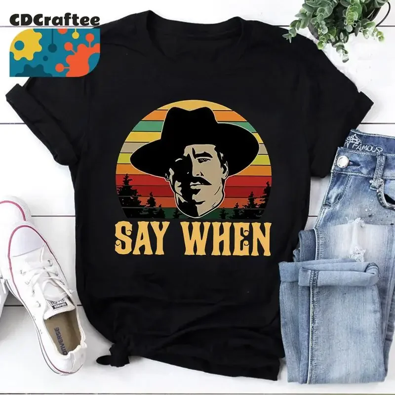 Tombstone Doc Holliday Say When Retro Vintage T Shirt Holiday Cowboy Western