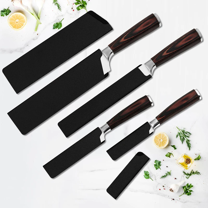 1PC Black Kitchen Knife Sheath Velvet Knives Blade Protector Portable Universal Knife Covers Slicing Chef Fruit Knives Guard