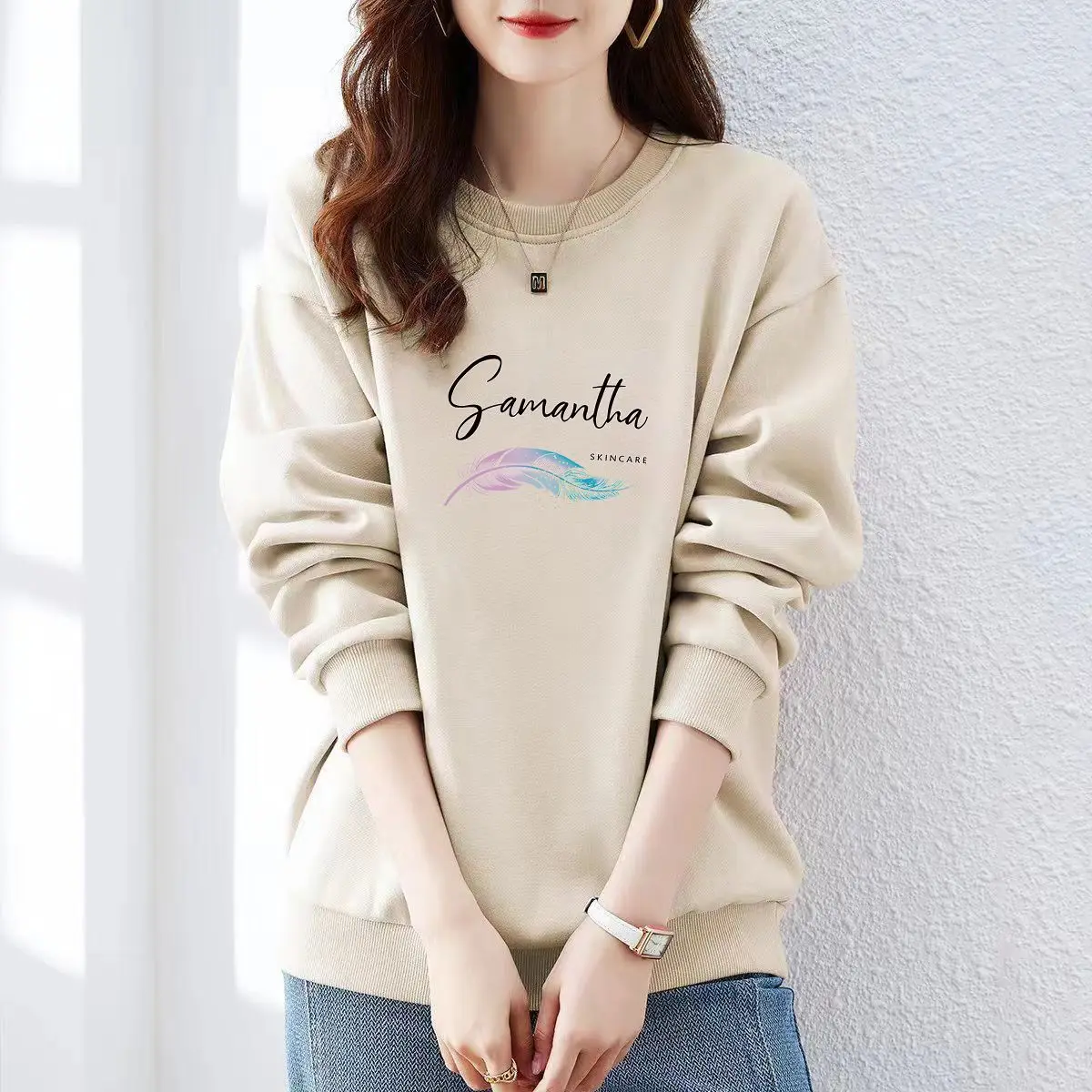 Autumn O-neck Vintage Casual Sweatshirts Women Clothing Loose Cotton Printed Hoodies Daily Casual Commute Pullover Tops