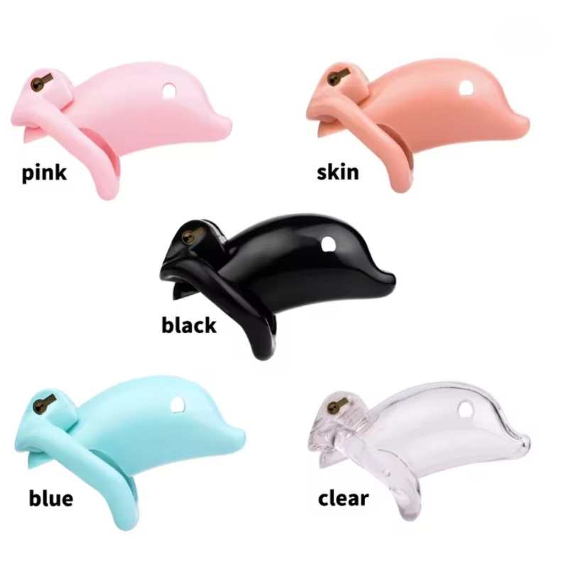 Jaula de castidad masculina Dolphin ABS bloqueo de pene Sissy 5 colores/2 tamaños jaula de gallo Dispositivo de Castidad uretral juguete sexual de entrenamiento BDSM