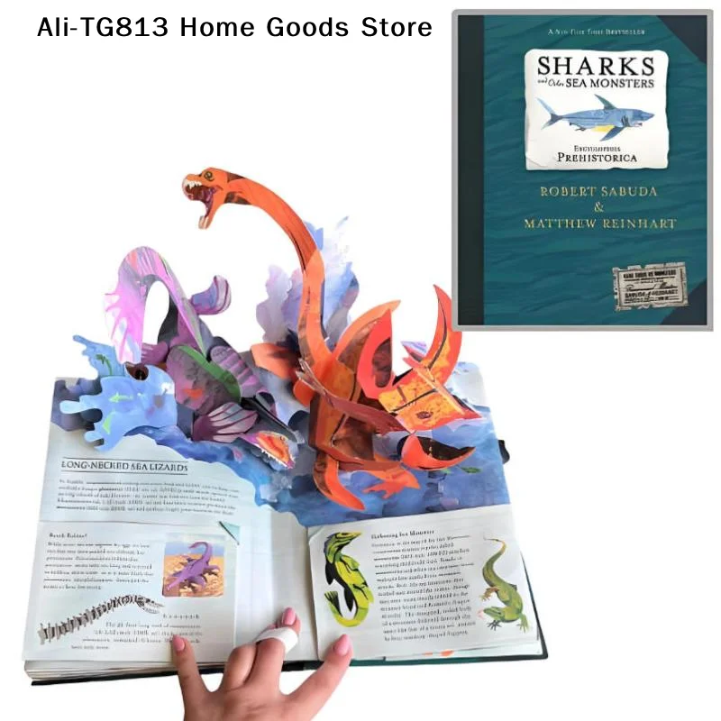 [TG813]Encyclopedia Prehistorica: Sharks And Other Sea Monsterss Vivid Illustrations Interactive 3D Sharks Model Book Gift