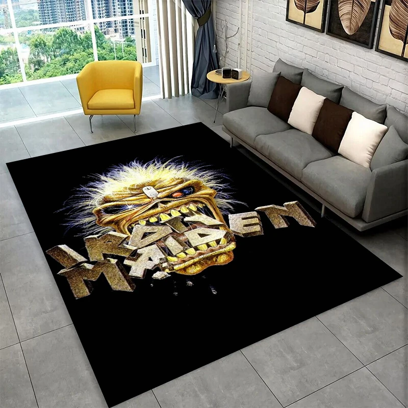 3D I-Iron Maiden Metal Band Carpet Rug for Playroom Bedroom Living Room Sofa Home Decor,kid Game Area Rug Non-slip Floor Mat