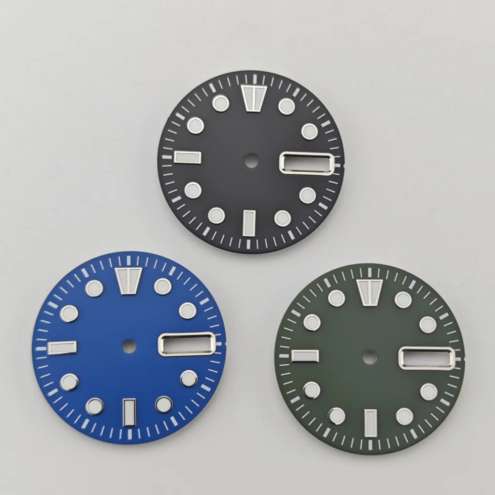 NH35Nh36 BGW9 blue-green luminous dial water ghost dial mechanical watch accessories 28.5mm customized dial pointer