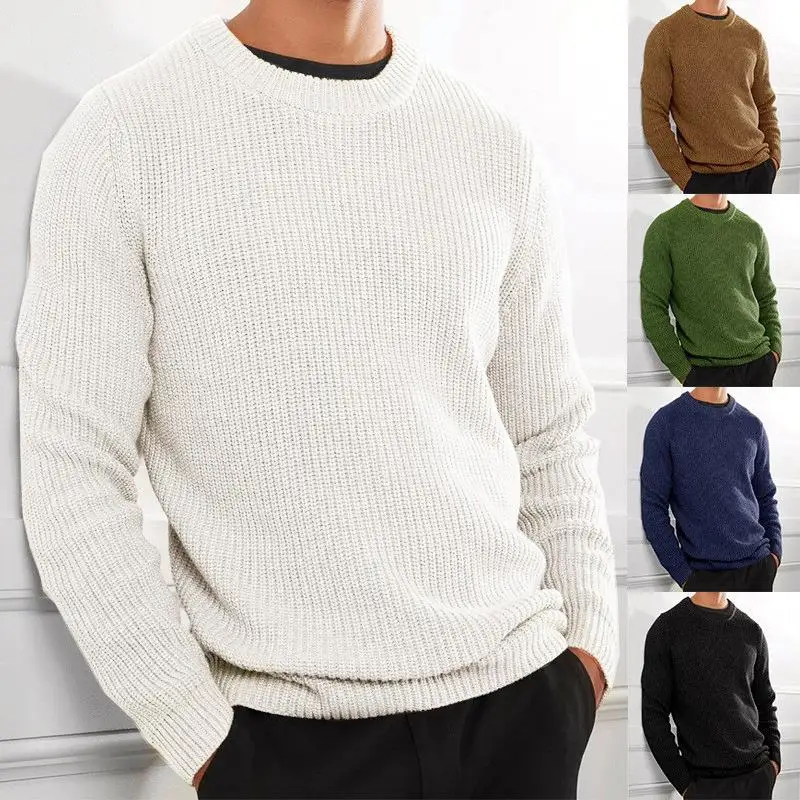 

Men's Knitted Pullover Sweater Top Thiened Long Sve round Ne Casual Nylon Fabric Youth Faion Winter Warm Clothes