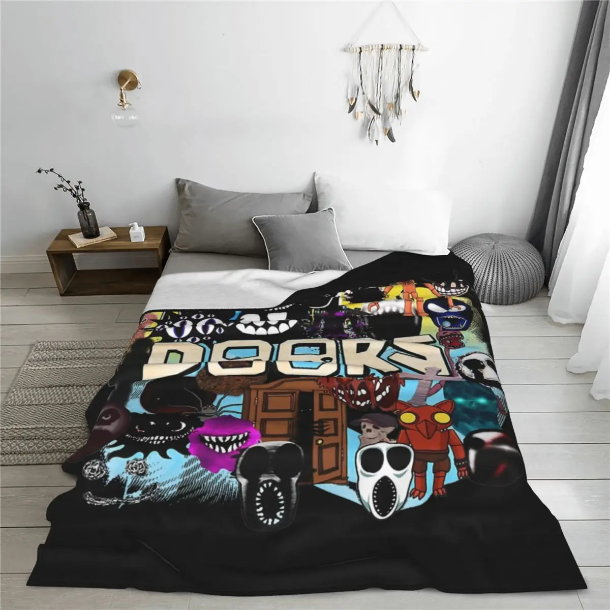 Doors All The Entities New Doors Game Update Blanket Fleece Print Multi-function Thin Throw Blanket for Bedroom Bedspread