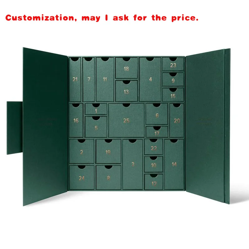 

на заказ.На заказ Адвент-календарь Пустой роскошный картонный бумажный косметический упаковка Обратный отсчет Адвент-календарь Bo