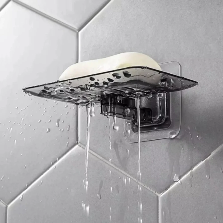 

New Soap Rack No Drilling Wall Mounted Double Layer Holder Soap Sponge Dish Bathroom Accessories Dishes Self Adhesive