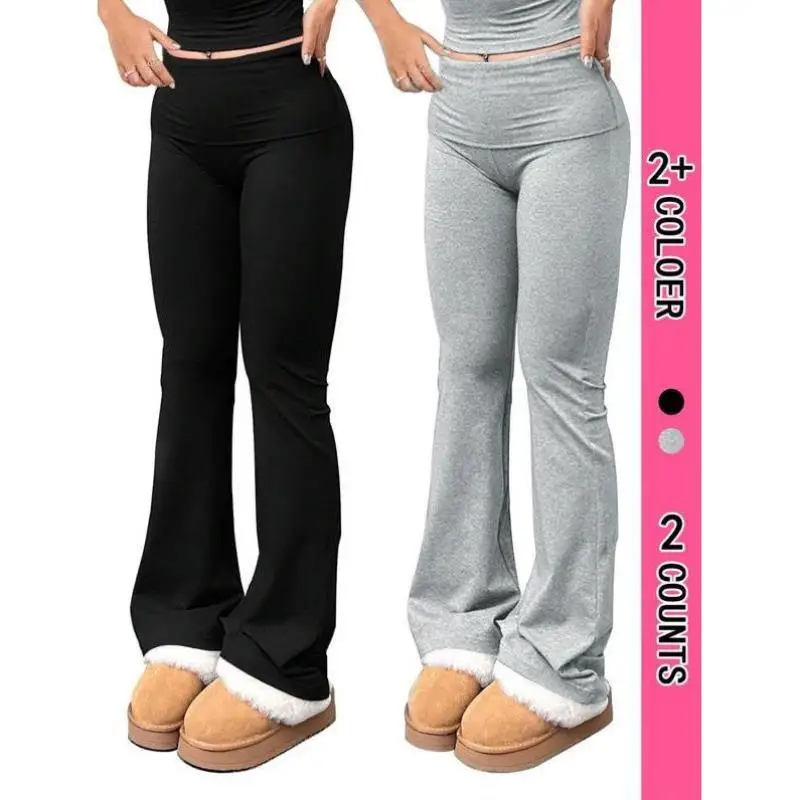 

Женские джинсы-клеш с высокой талией, повседневные, удобные, однотонные, новые, больших размеров