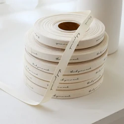Whole roll Cotton Ribbon Customized Logo Wedding Decorate Handmade Mark Label Cake Flower Store Gift Package