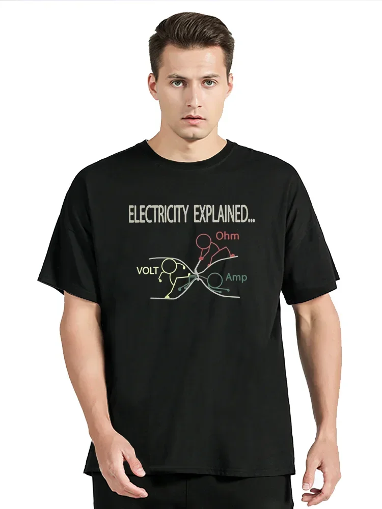 Funny Electricity Explained Electrician Ohm Amp Volt T Shirt Ohm's Law Vintage T-Shirt Cotton Men's Clothing Oversized Tshirt