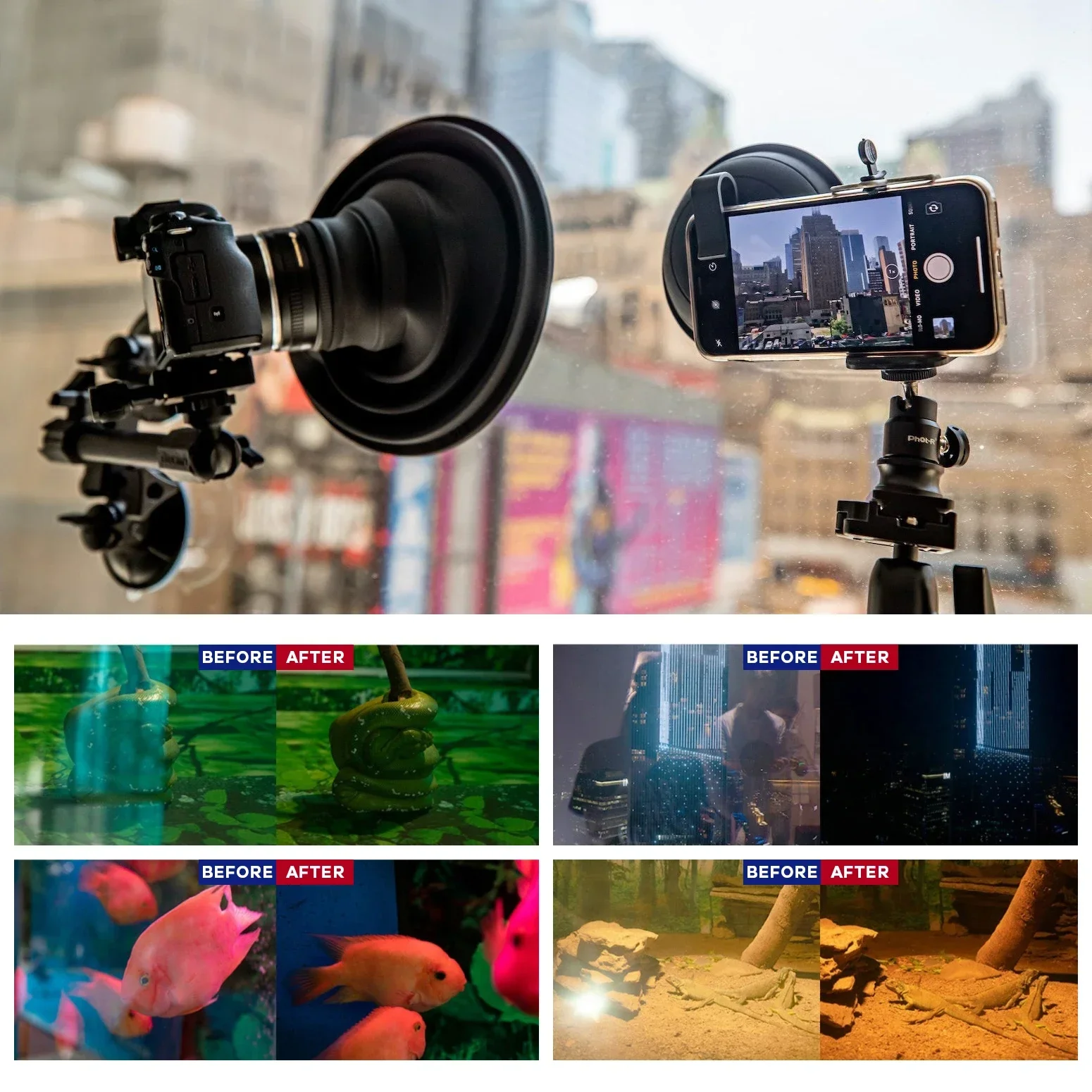 Flexible Silicone Lens Hood for DSLR Smartphone Aquarium Clear Photographic Eliminating Glass Glare Blocking Window Reflections