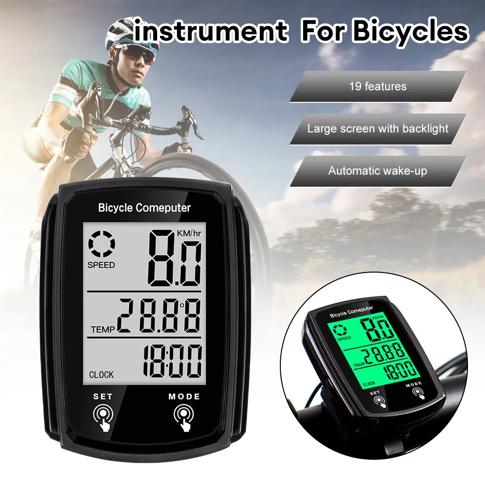 Wired Bicycle Computer Waterproof Bike Speedometer Odometer LCD Cycling Speed Counter with Backlight Bicycle Accessories