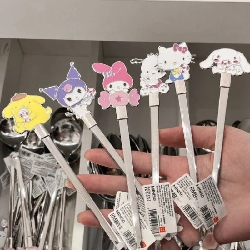 Pompompurin Printed Long Handle Spoon Cute Cartoon Stainless Steel Dessert Spoon for Honey Jam Jar Milkshake Ice Tea wholesale