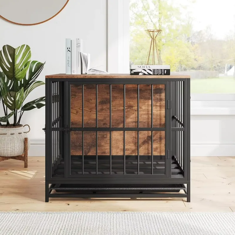 Factory Direct Compatible WithDog Crate Furniture,Wooden Dog Kennel Indoor,Heavy Duty Dog Cage with Removable Tray