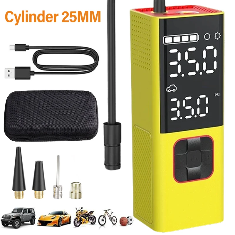 150W Wireless Tyre Air Pump Portable Car Air Compressor 70L/Min For Motorcycles Pickup Truck Digital Super Power Inflatable Pump