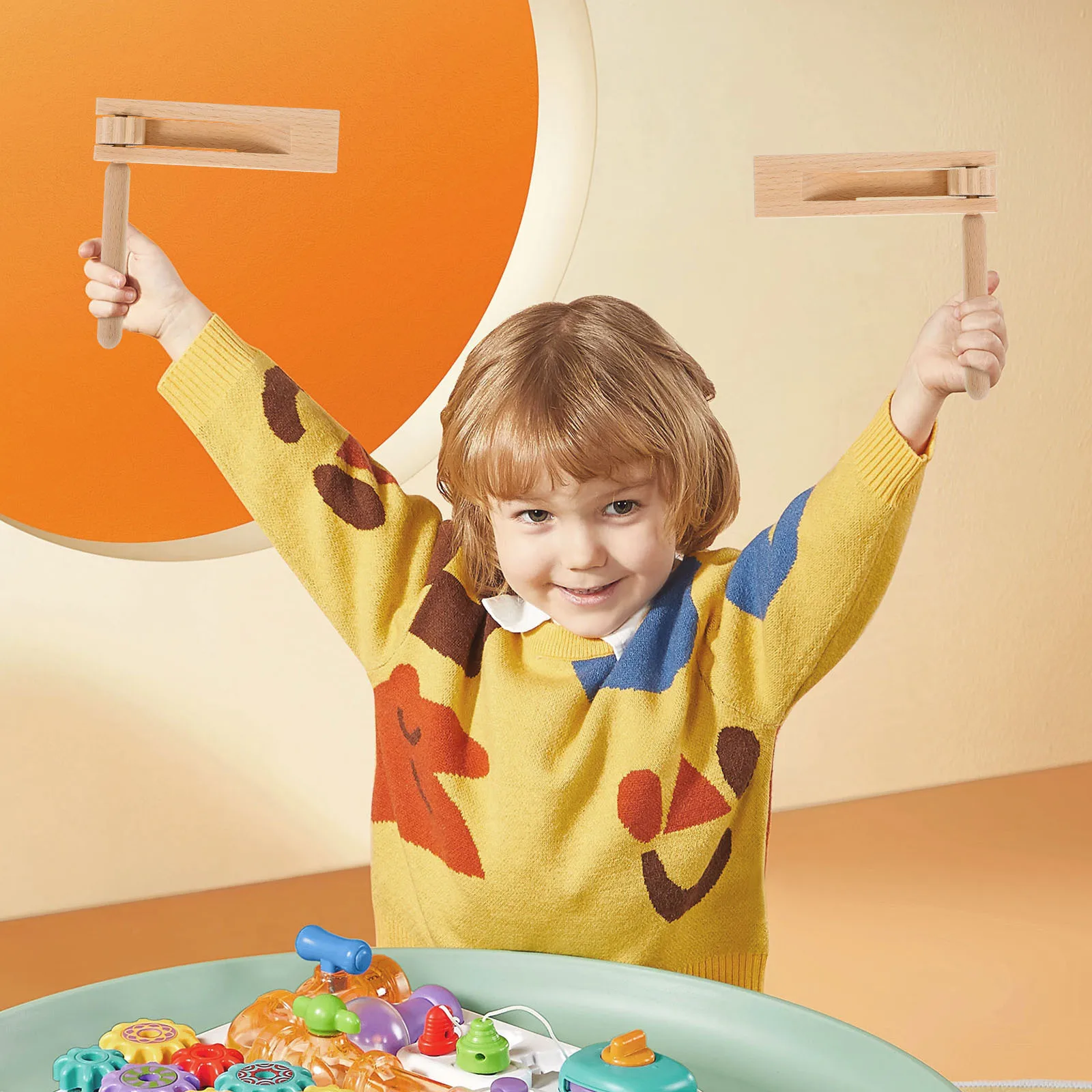 

2Pcs Wooden Ratchet Noise Makers Kids Musical Instrument Early Education Safe Durable Hand Percussion Educational Toys