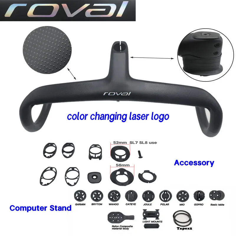 sl8/sl7 road Carbo handlebar carbon stem roval Internal Cable Routing Road Bicycle Handlebar  Cockpit Di2  color changing laser