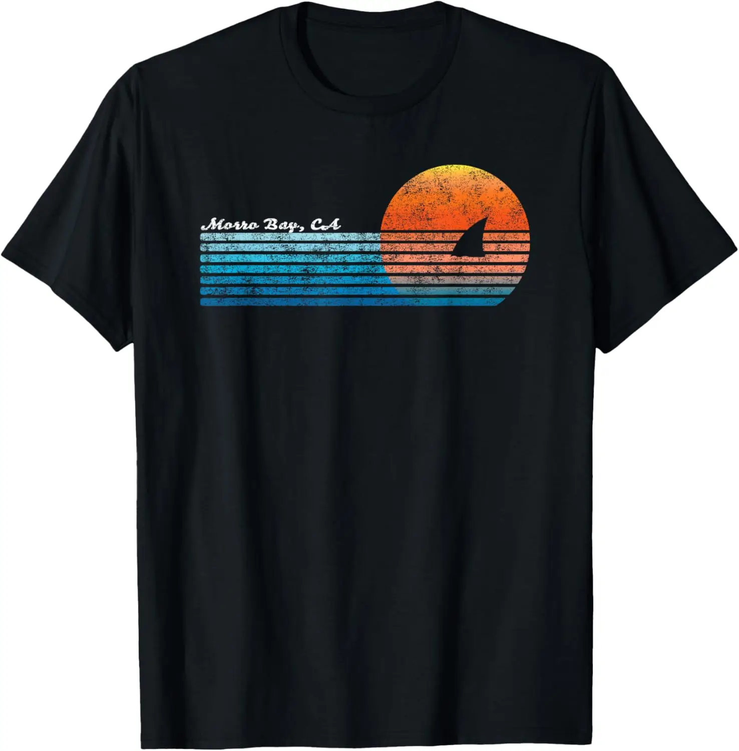 

Vintage Morro Bay, CA Retro 80s Shark Fin Sunset T-Shirt