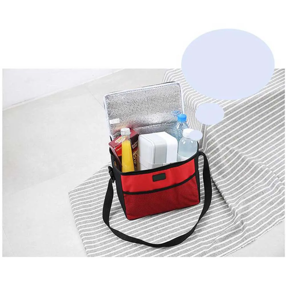 

Red Portable Insulated Lunch Bag Premium Oxford Cloth Picnic Carry Case Thermal Food Cooler Ice Bag for Outdoor Camping Travel
