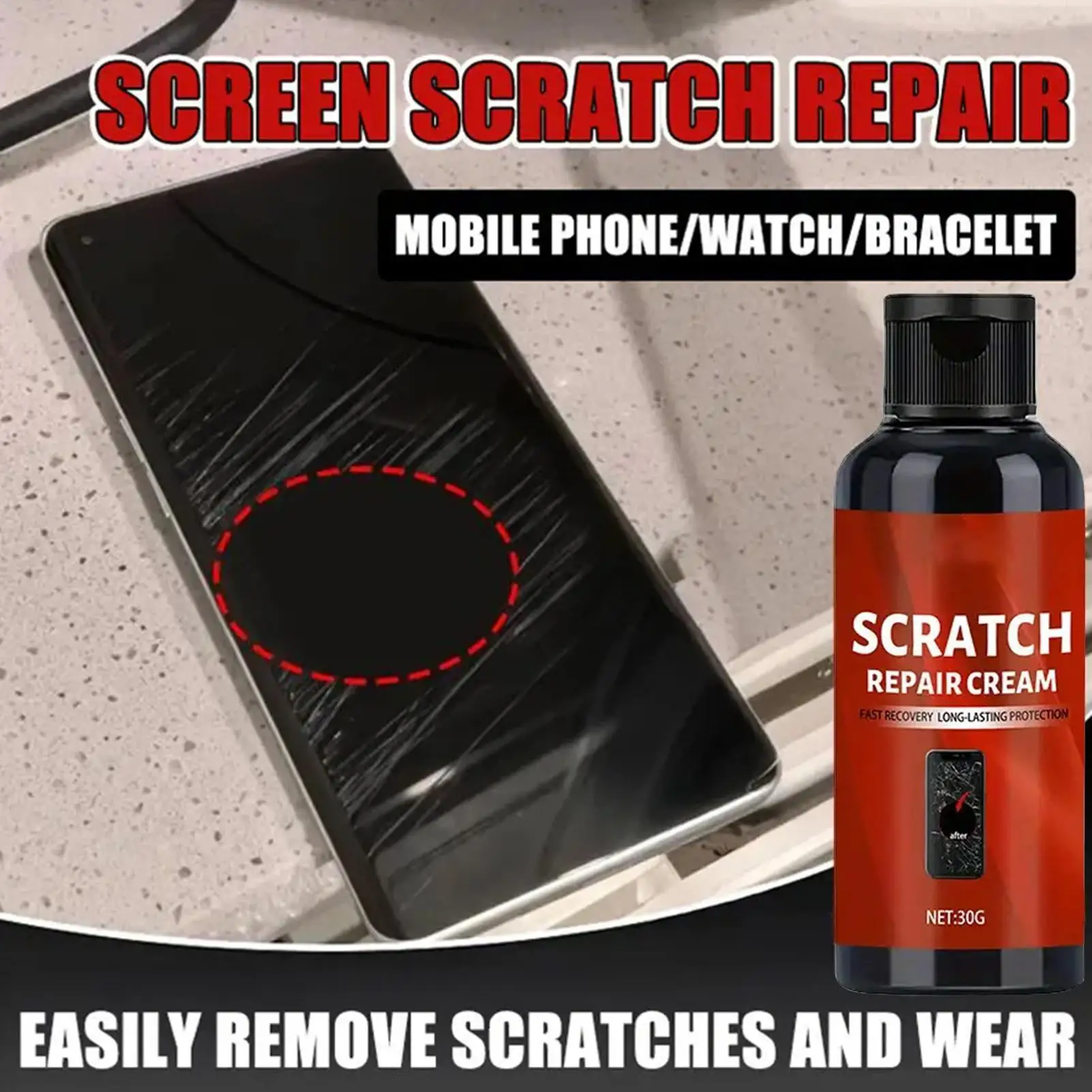 30g Glass Scratch Remover Cream Quick Fix Polish Kit for Phone Screen Laptop Touchscreen Electronics Scratch Repair Maintenance view 4