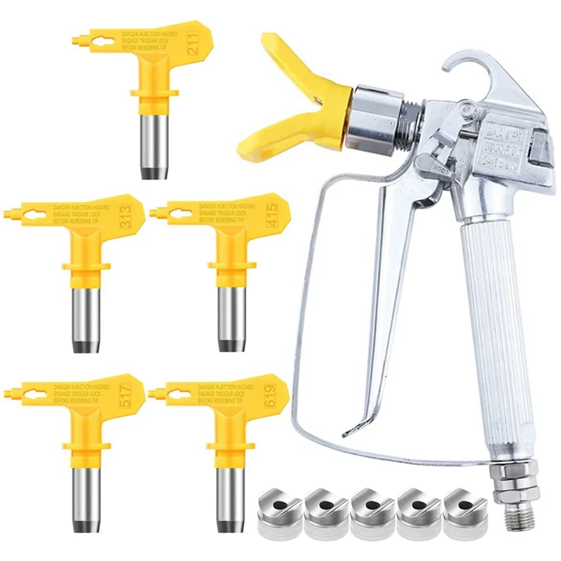 

Airless Paint Sprayer Machine With 5Pcs Tips And Nozzle Guard 211 313 415 517 619 Airless Spray Tips For Spray Paint