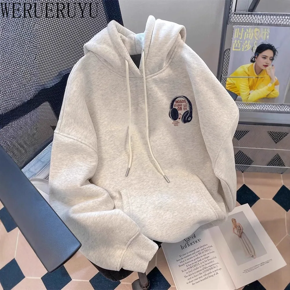 Graphic Print Hoodies Long Sleeve Pullover Top Y2k Clothes Autumn Winter Streetwear Vintage Loose Hoodie Sweatshirts Women 2025