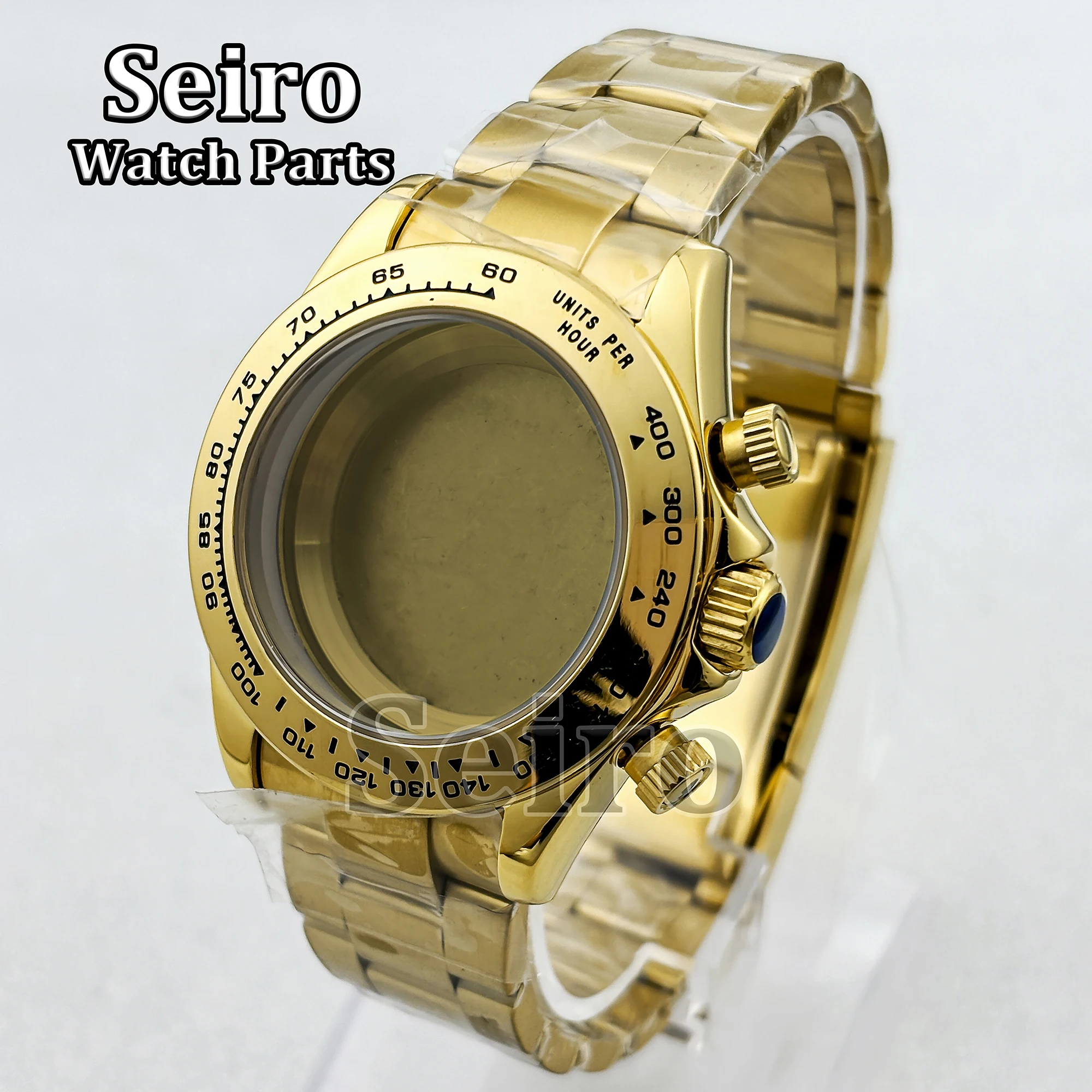 39MM Watch Case Stainless Steel Oyster Strap Sapphire Glass Rose gold Silver Gold Modify for Daytona VK63 Movement 29.5MM Dial