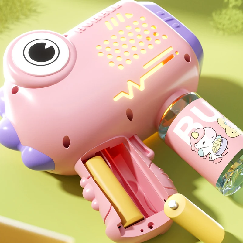 ปืนยิงฟองสบู่ไฟฟ้ายูนิคอร์นสำหรับเด็กเครื่องเป่าฟองสบู่อัตโนมัติพร้อมไฟกลางแจ้งเกมปาร์ตี้ของเล่นของขวัญสำหรับเด็ก