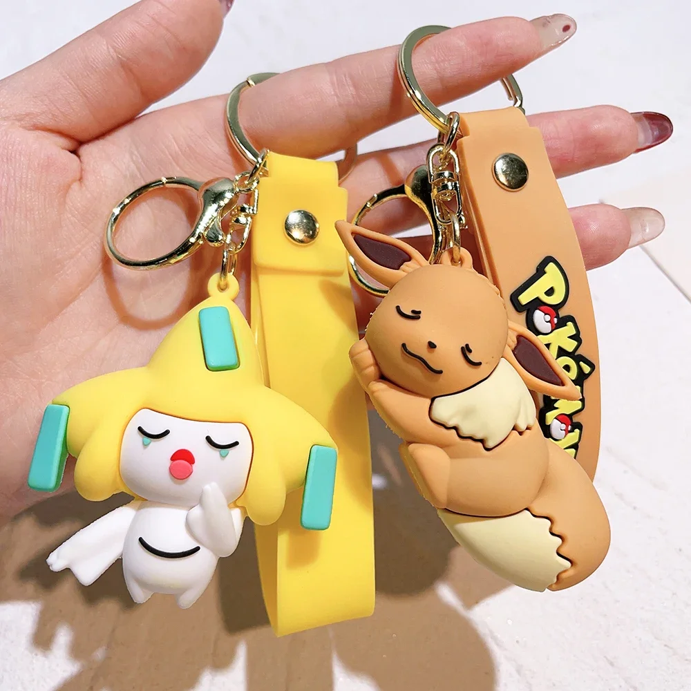 Porte-clés Pokémon Pikachu pour enfants, lot pendentif, anneau continent, sac de beurre mignon, pendentif de voiture pour anniversaire, jouets cadeaux, breloque, gourde en vrac