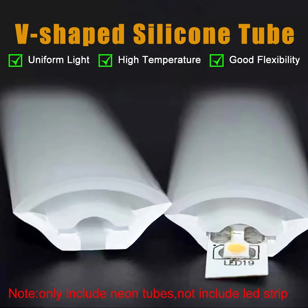 LED Silicone Neon Tube Sector V Shape Sidelight Flexible Silica Decor IP67 Waterproof For WS2812 WS2811 SK6812 5050 Strip Light