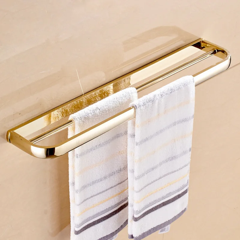 Light luxury copper towel rack gold bath towel rack shelf bathroom pendant antique bathroom hardware pendant settoilet brush