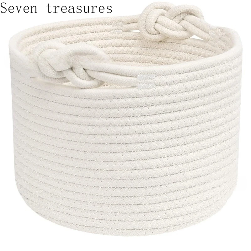 الحيوانات الأليفة DIY الإنجليزية اسم تخزين القطن حبل سلة التخزين لعب الأطفال والكتب والمجلات سلة التخزين #4