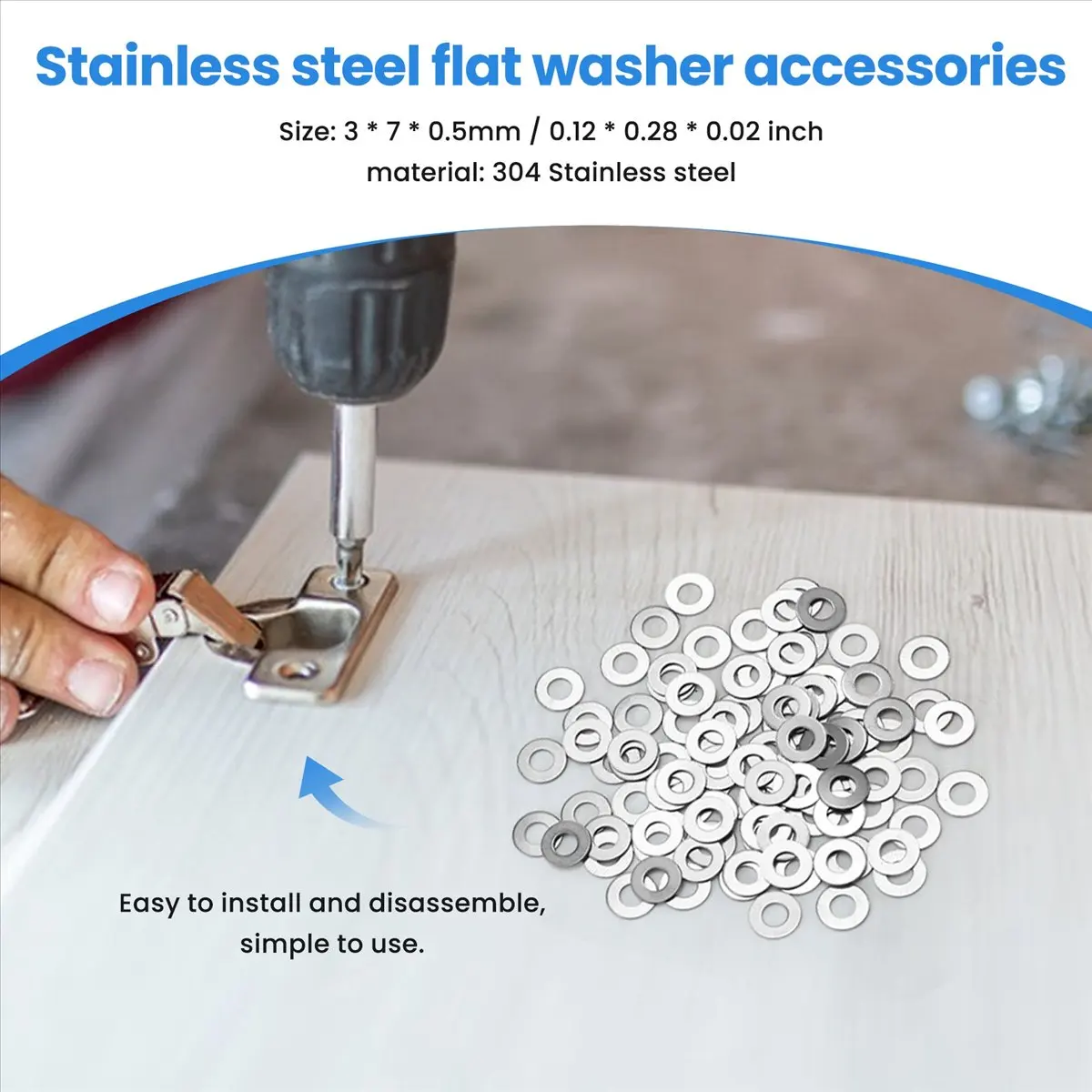 Premium 100pcs M3 3 mm metric 304 Stainless steel Flat washer