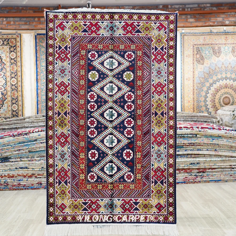 91x152cm Handwoven Silk Tribal Carpet Home Indoor Oriental Durable Area Rug (BL136)