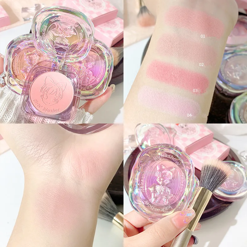 Young Girl Gradient Milk Blusher Palette Matte Nude Shimmer Rouge Rubor Natural Face Contour Shading Blush Korean Dupes Makeup