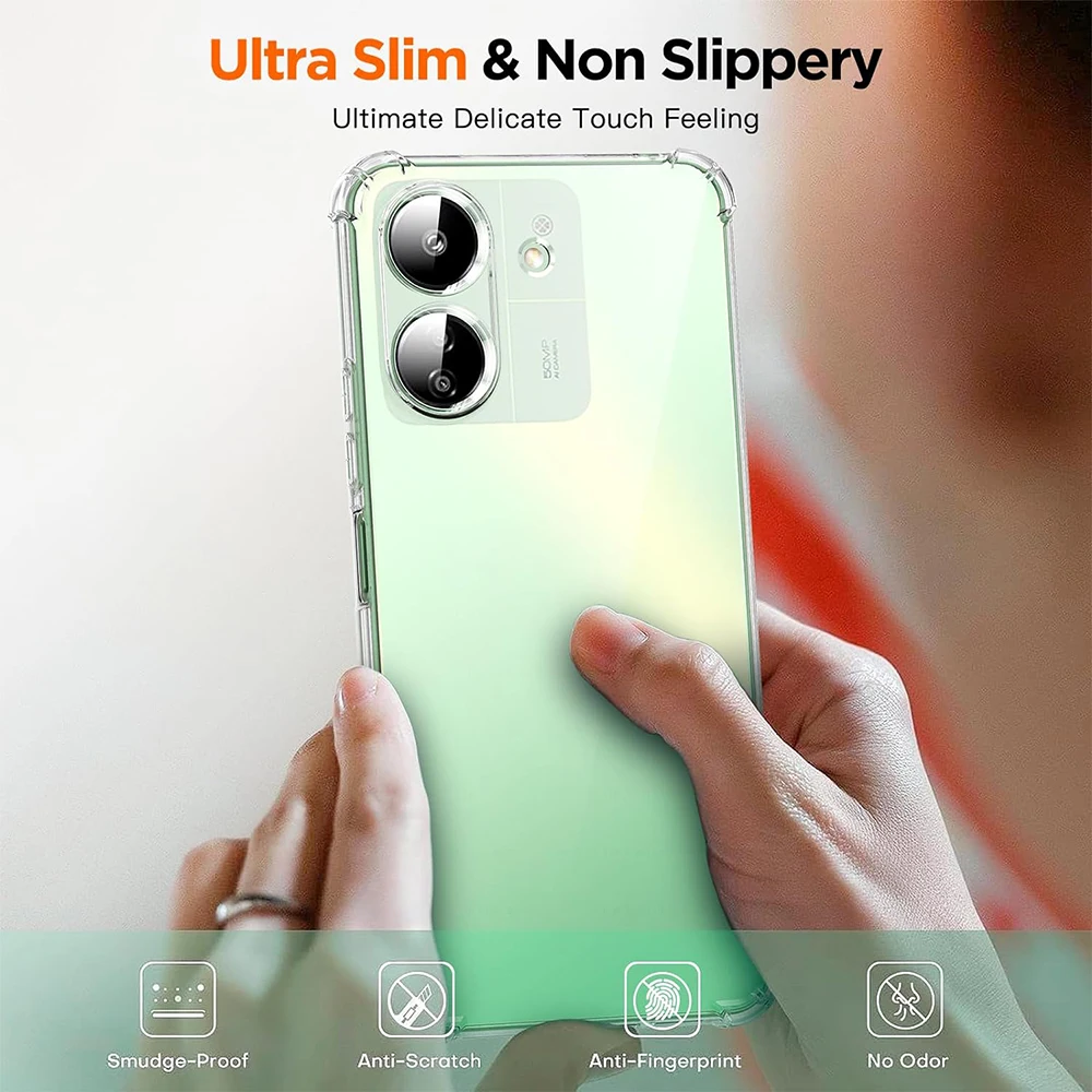 Shockproof Air Bag Clear Silicone Case For Xiaomi Redmi 13C 12C 13 4G 5G Ultra Thin Transparent Soft TPU Back Shell Fundas Coque