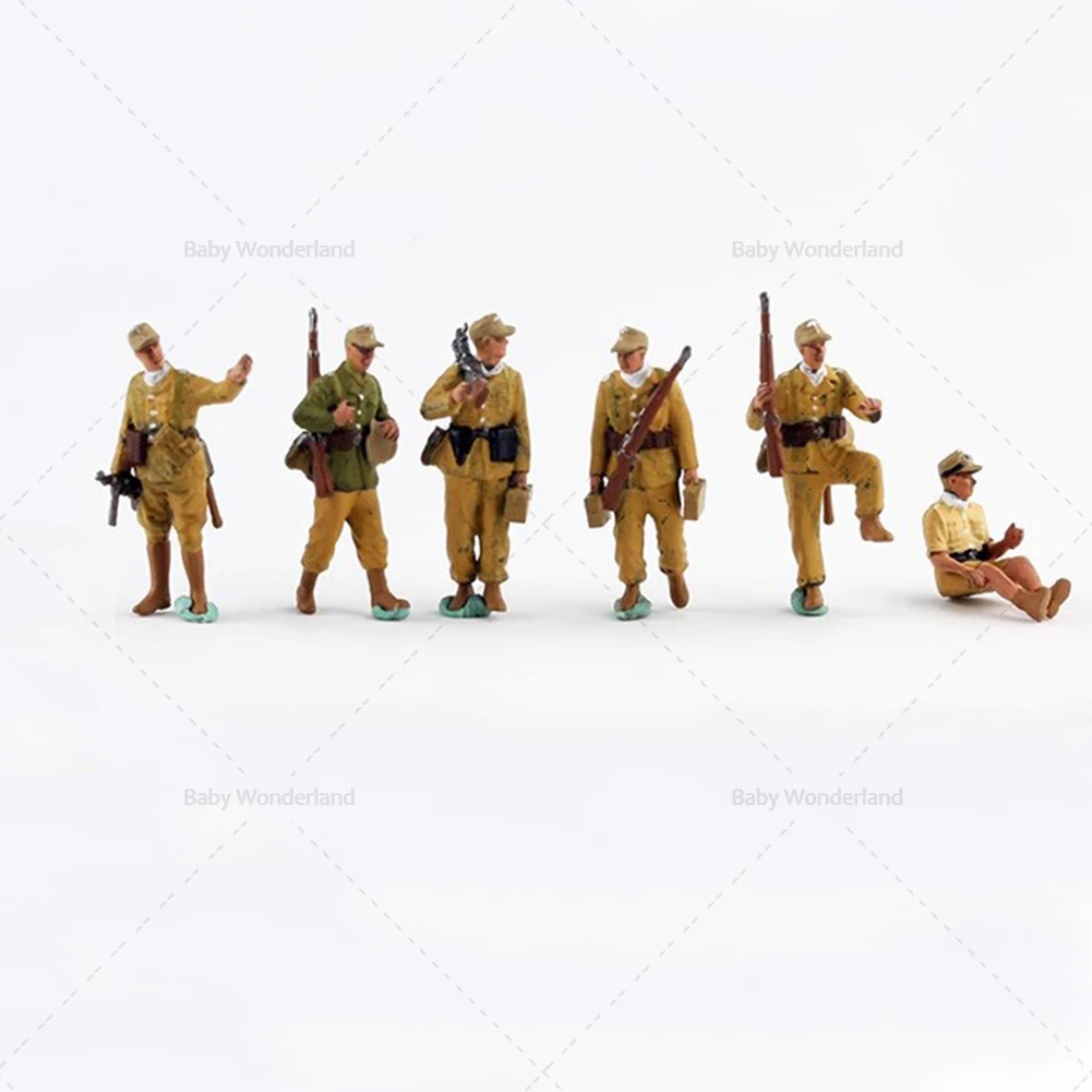 Op voorraad 1/72 figuren 6 Noord-Afrikaanse Duitse infanterie chauffeurs geschilderd model creatieve fotografie scène auto voertuig speelgoed