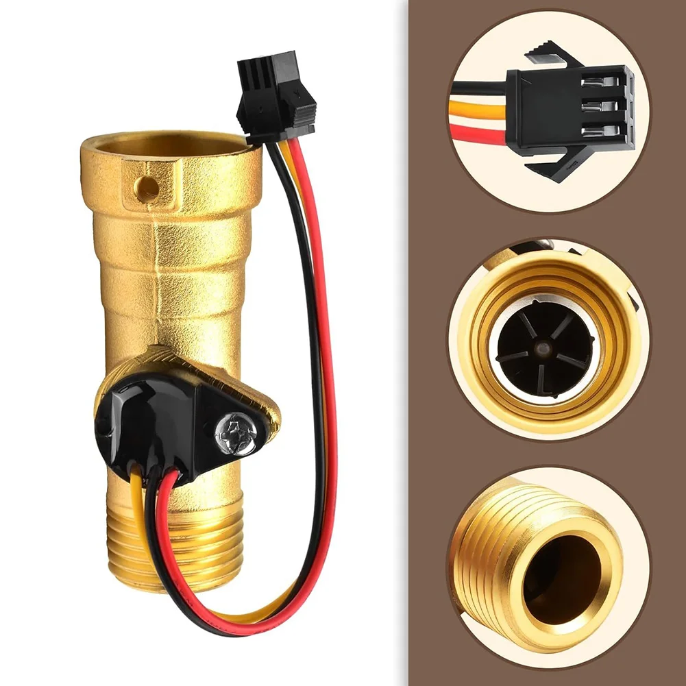 Copper Electronic Flow Sensor Compatible with Gas Water Heaters Water Purifiers and Thermostatic Heaters 1-30 L/min