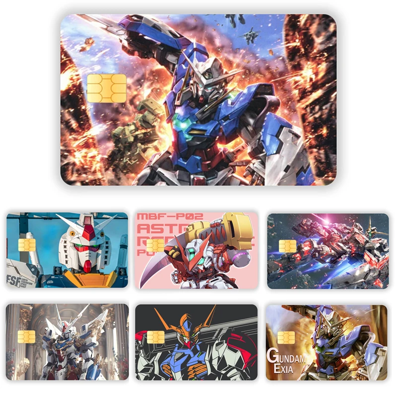 G-Gundam Card Sticker Credit Card Chip Creativity Kawaii Stickers Cartoon Waterproof Stickers Big and Small Chip Stickers