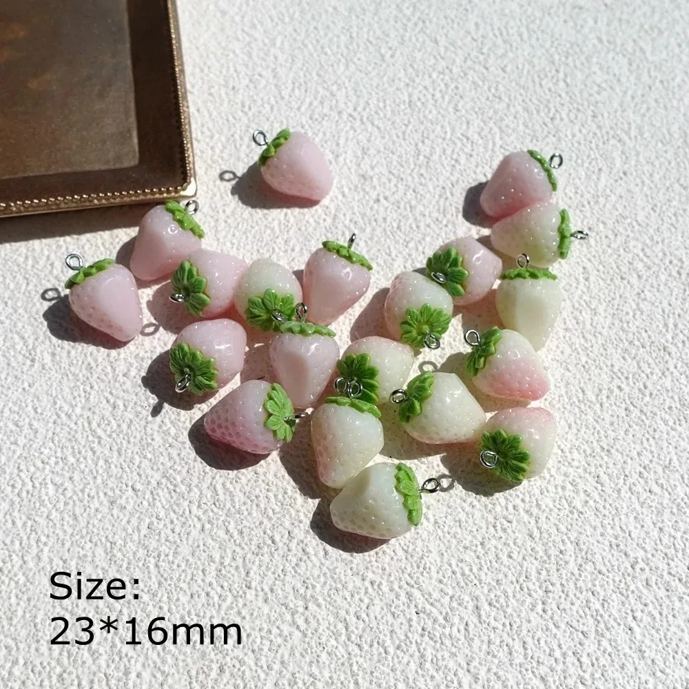 10pcs Mini Pink Strawberry Rabbit Pendants Lovely Resin Charms For DIY Earrings Bracelets Handcraft Dollhouse Ornament Making view 6