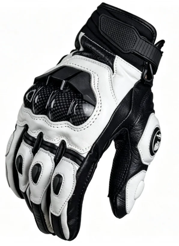 Touch‑Screen Motorcycle Full Finger Gloves, Goat Skin Shock‑Proof Breathable Protective Riding Gloves Adjustable Strap Men Women