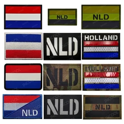 Netherlands Flag Embroidered IR Reflective PVC Rubber Holland Nederlanden Flags Patches Patch For Clothing Backpack Cap