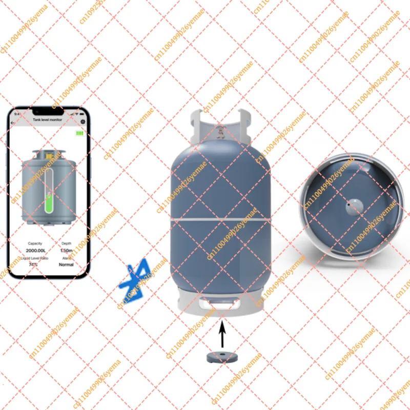 Bluetooth LPG Cylinder Level Sensor Magnetic Mount Coin Battery Powered Smart Detector Propane Butane Diesel Water Tank