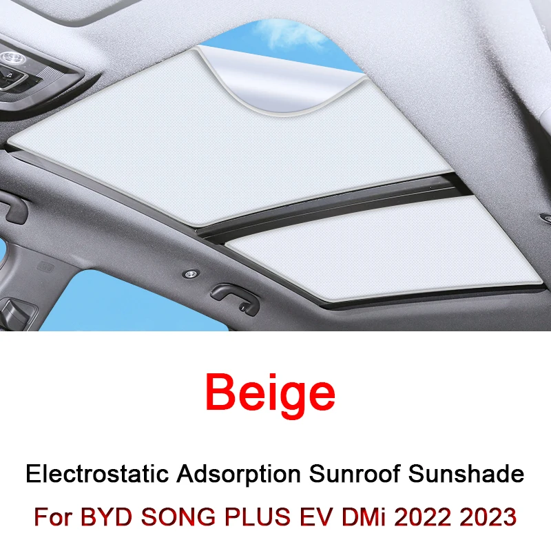 

For BYD SONG PLUS EV DMi 2022-2024 Electrostatic Adsorption Car Roof Sunshade Skylight Blind Shading Windshield Sunroof Cover