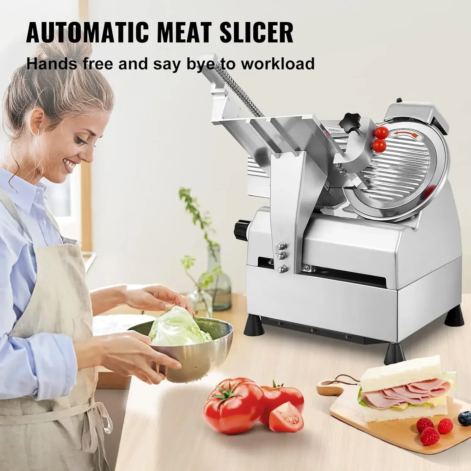 Automatic Meat Slicer, 540W Deli Slicer with Two 10
